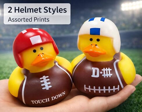 GIFTEXPRESS 24 Pack Football Rubber Duckies, 2 Inch Mini Sports Theme Ducks with Helmets, Assorted Styles, Touchdown Bath Toys for Game Day, Football Party Favors, Classroom Prizes in Saudi Arabia