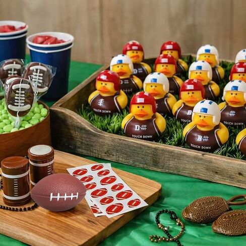 GIFTEXPRESS 24 Pack Football Rubber Duckies, 2 Inch Mini Sports Theme Ducks with Helmets, Assorted Styles, Touchdown Bath Toys for Game Day, Football Party Favors, Classroom Prizes in Saudi Arabia