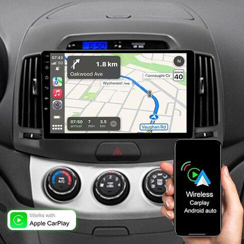 Android 13 Car Stereo for Hyundai Elantra 2007 2008 2009 2010, 9" Touch Screen Radio Wireless with CarPlay & Android Auto, 2GB + 32GB, GPS Navigation WiFi Bluetooth SWC AHD Backup Camera in Saudi Arabia