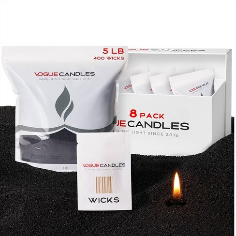 إعادة تعبئة الشمع الحبيبي من Vogue Candles - شمع رملي لؤلؤي 1 رطل - مجموعة شموع رملية مع 15 فتلة قطنية لشموع عيد الميلاد - نباتية وقابلة لإعادة الاستخدام للحرق النظيف، والأوعية والديكور المخصص in Kuwait