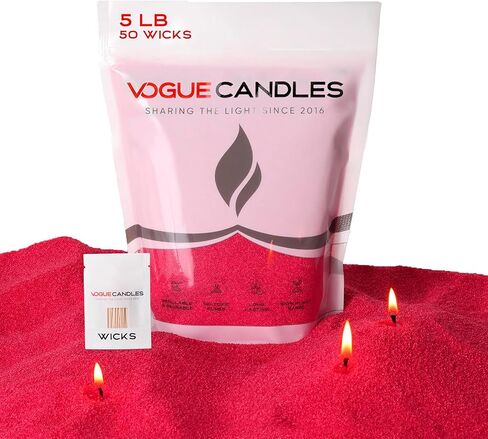 إعادة تعبئة الشمع الحبيبي من Vogue Candles - شمع رملي لؤلؤي 1 رطل - مجموعة شموع رملية مع 15 فتلة قطنية لشموع عيد الميلاد - نباتية وقابلة لإعادة الاستخدام للحرق النظيف، والأوعية والديكور المخصص in Kuwait