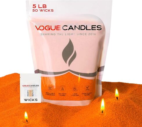 إعادة تعبئة الشمع الحبيبي من Vogue Candles - شمع رملي لؤلؤي 1 رطل - مجموعة شموع رملية مع 15 فتلة قطنية لشموع عيد الميلاد - نباتية وقابلة لإعادة الاستخدام للحرق النظيف، والأوعية والديكور المخصص in Kuwait