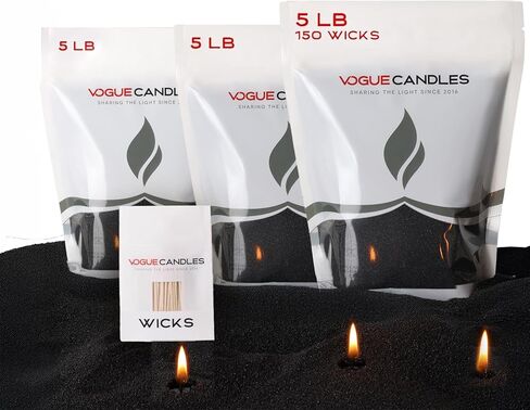 إعادة تعبئة الشمع الحبيبي من Vogue Candles - شمع رملي لؤلؤي 1 رطل - مجموعة شموع رملية مع 15 فتلة قطنية لشموع عيد الميلاد - نباتية وقابلة لإعادة الاستخدام للحرق النظيف، والأوعية والديكور المخصص in Kuwait