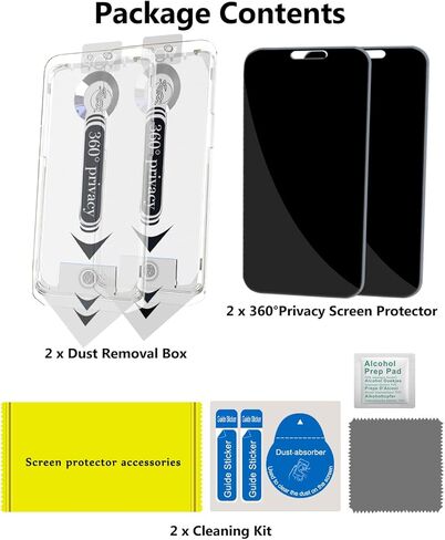 2-Pack for iPhone 17 Pro Max Privacy Screen Protector 360°, 4 Way Anti-Spy 9H Tempered Glass Bubble-Free Easy Auto Installation,6.9 inch Full Edge, Case Friendly in Saudi Arabia