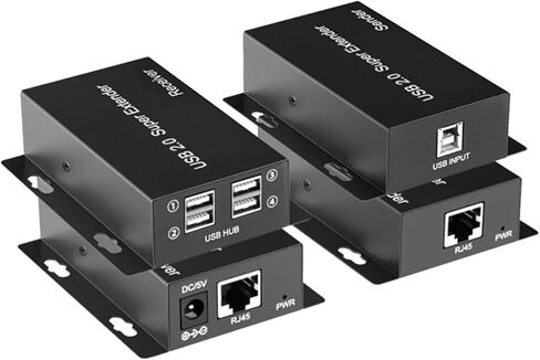 USB2.0 موسع الطاقة عبر كابل Cat5e/6/7 حتى 165 قدم، 4 منافذ USB 2.0 موسع، يدعم جميع أنظمة التشغيل in Kuwait