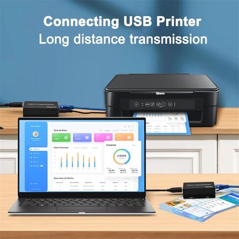 USB2.0 موسع الطاقة عبر كابل Cat5e/6/7 حتى 165 قدم، 4 منافذ USB 2.0 موسع، يدعم جميع أنظمة التشغيل in Kuwait