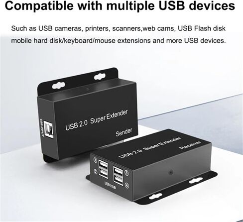 USB2.0 موسع الطاقة عبر كابل Cat5e/6/7 حتى 165 قدم، 4 منافذ USB 2.0 موسع، يدعم جميع أنظمة التشغيل in Kuwait