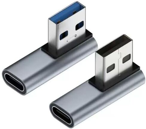 محول USB C أنثى إلى USB ذكر 90 درجة، 2 حزمة، زاوية يسار ويمين من النوع C إلى USB A محول شاحن لأجهزة iPhone وApple iWatch Watch وAirpods وiPad Air Mini in Kuwait