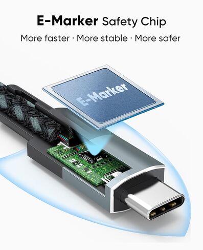 كابل Thunderbolt 3 بطول 3 أقدام، نقل بيانات 40 جيجابت في الثانية/ 100 واط PD/ 5K@60 هرتز، كابلات مضفرة ممتازة لسلك TB3 Dock MacBook Air MacBook Pro iMac Mac Mini/Pro Studio Display iPad Pro هاتف SSD خارجي in Saudi Arabia