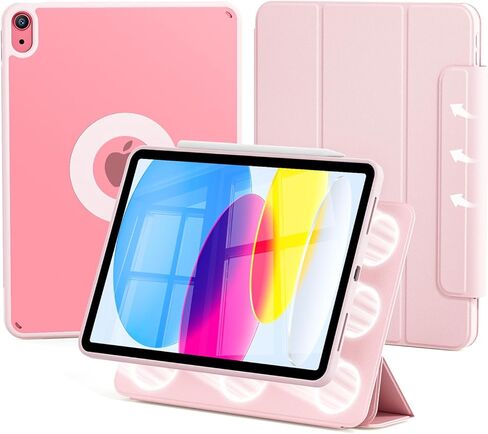 حافظة kenke Hybrid لجهاز iPad (A16) الجيل الحادي عشر 11 بوصة 2025/ الجيل العاشر 10.9 بوصة 2022 مع مشبك، غطاء مغناطيسي قابل للفصل ظهر صلب شفاف شفاف، تنبيه/نوم تلقائي، أبيض كريمي in Kuwait