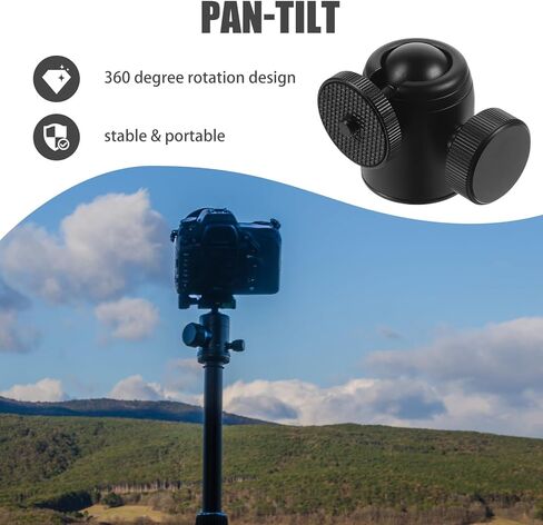 Homoyoyo Mini Ball Head Mount Clamp محول كاميرا قابل للدوران لكاميرات DSLR والهاتف، مشبك ثلاثي القوائم مضاد للاهتزاز، حامل خفيف الوزن قابل للتعديل للبث المباشر ومدونات الفيديو in Kuwait