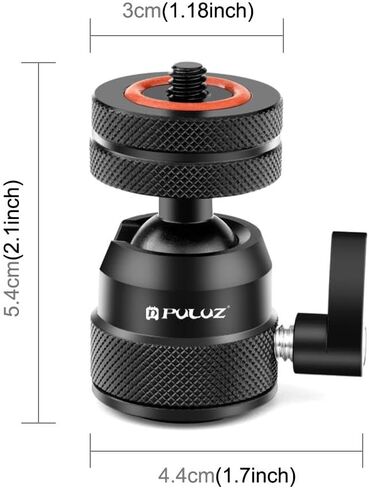 PULUZ Mini Ball Head, Universal 1/4" Swivel Mini Ball Head Screw Tripod Mount, 360° Panoramic Rotating Mount Base Adapter for DSLR Cameras Camcorder Light Photograph Accessories in Saudi Arabia