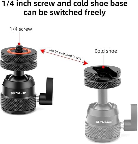 PULUZ Mini Ball Head, Universal 1/4" Swivel Mini Ball Head Screw Tripod Mount, 360° Panoramic Rotating Mount Base Adapter for DSLR Cameras Camcorder Light Photograph Accessories in Saudi Arabia