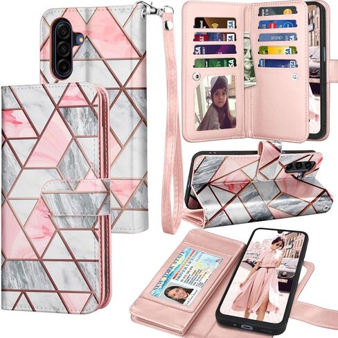 Tekcoo Wallet Case for Samsung Galaxy A17 5G, Luxury PU Leather Cash Credit Card Slots Holder Carrying Folio Flip Cover [Detachable Magnetic Hard Case] Kickstand with Strap [Marble] in Saudi Arabia
