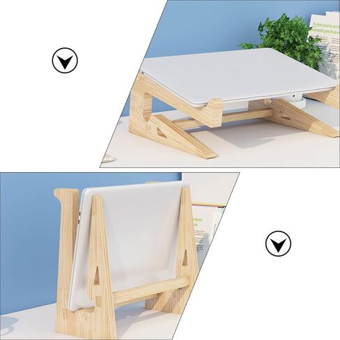Wooden Laptop Stand Height Riser Rack for 12-14.7 Inch Notebooks, Computer Elevated Bracket Compatible with Portable Office and Home Use in Saudi Arabia