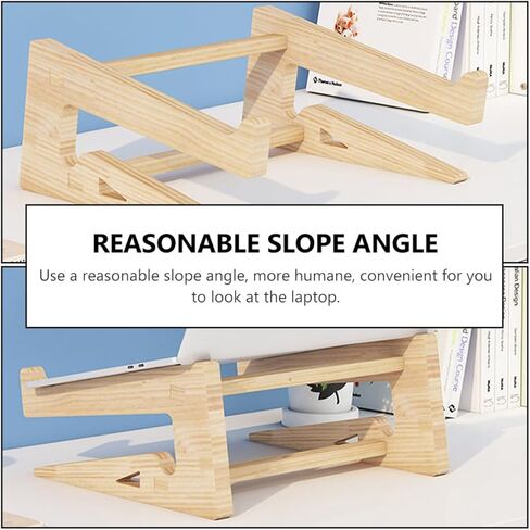 Wooden Laptop Stand Height Riser Rack for 12-14.7 Inch Notebooks, Computer Elevated Bracket Compatible with Portable Office and Home Use in Saudi Arabia