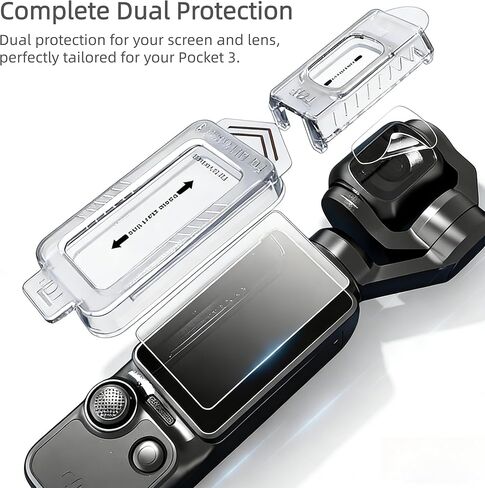 واقي شاشة الكاميرا لـ DJI Osmo Pocket 3، واقي شاشة من الزجاج المقوى وواقي عدسة مع مجموعة محاذاة تلقائية، فائقة الدقة، صلابة 9H، مقاومة للخدش in Kuwait