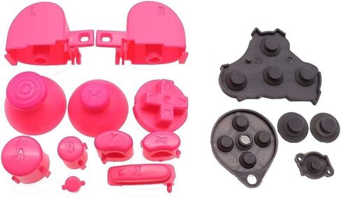 Colorful Full Buttons L R ABXY Keypad Buttons with Silicone Conductive Button Pad for NGC Controller (Pink) in Saudi Arabia