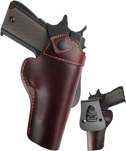 حافظة جلدية OWB 1911 تناسب مسدسات طراز 1911 - Colt 1911، Kimber 1911، Springfield 1911، Taurus PT1911، S&W 1911، Remington 1911، Sig 1911، Rock Island 1911 (تناسب 4 "و 5" برميل 1911) in Kuwait