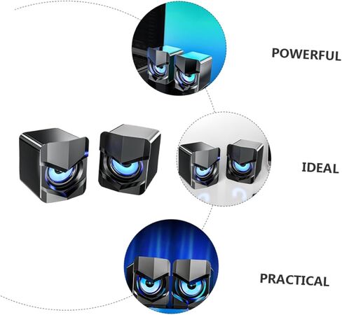 سماعات كمبيوتر Vaguelly Mini USB صناديق مكبر صوت سلكية للوسائط المتعددة للكمبيوتر المحمول والمكتب للاستخدام مع نظام الصوت المكتبي الأسود المدمج الذي يعمل بمنفذ USB in Kuwait