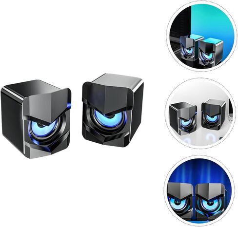 سماعات كمبيوتر Vaguelly Mini USB صناديق مكبر صوت سلكية للوسائط المتعددة للكمبيوتر المحمول والمكتب للاستخدام مع نظام الصوت المكتبي الأسود المدمج الذي يعمل بمنفذ USB in Kuwait