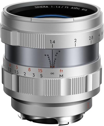 Thypoch Simera 75mm F1.4 Full Frame Telephoto Lens for Leica Cameras, M Mount Lens Manual Focus Leica M2 M4 M6 M9 M9-P M 240 M-P 240 M 262 M10-P M10-R M11 Silver in Saudi Arabia