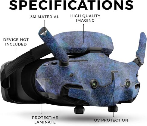 غلاف لامع لامع للطائرة بدون طيار متوافق مع DJI Goggles 3 - Blue Ice - غطاء لاصق واقٍ من الفينيل 3M ممتاز - سهل الاستخدام | صُنع في الولايات المتحدة الأمريكية بواسطة MightySkins in Kuwait