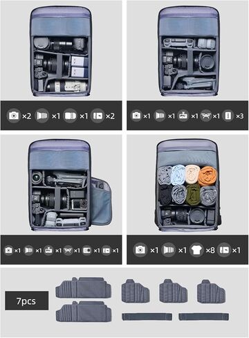 llano 25L Camera Backpack, Camera Bag for Sony Canon Nikon Drone, DSLR Mirrorless Bag for Photography, Expanable Rolltop Travel Backpack, 15,6" Laptop, Splash-WaterPoof, Tripod Holder, Black Gray in Saudi Arabia