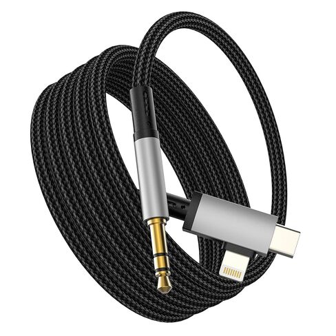 كابل USB C Lightning ذكر إلى 3.5 مم ذكر AUX Audio 1M (2 في 1) لهاتف iPhone 16 15 14 Pro محول سماعة الأذن من النوع C AUX سلك مقبس سماعة الرأس لجهاز iPad وملحقات سماعات الأذن المساعدة المتوافقة مع سامسونج in Kuwait