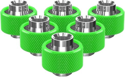 PrimoChill SecureFit SX - Premium Compression Fittings 6 Pack - For 1/2in ID x 3/4in OD Flexible Tubing (F-SFSX34-6) - Available in 20+ Colors, Custom Watercooling Loop Ready - UV Green in Saudi Arabia