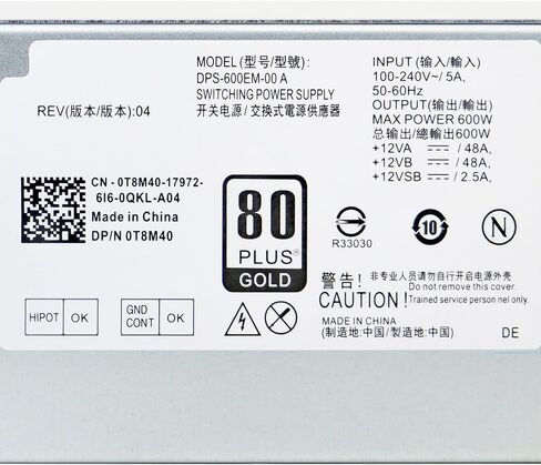 LXun ترقية DPS-600EM-00 مصدر طاقة 600 واط متوافق مع Dell Inspiron 3650 3656 لـ Optiplex 3040 5040 7040 XPS يستبدل مصدر الطاقة HU240AM-00 AC240EM-00 L180ES-00 【8Pin+4Pin+(8/6+2Pin)+8Pin】 in Kuwait