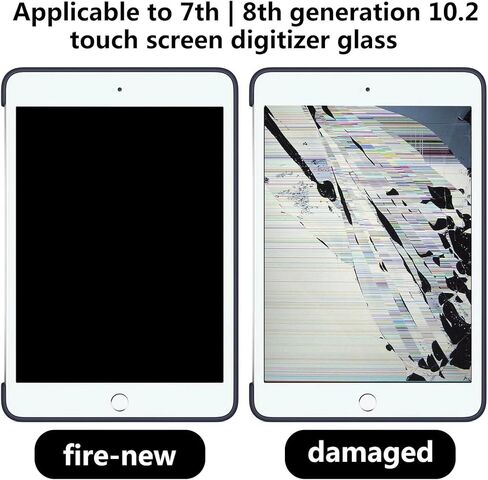 USonline911 White 10.2'' Digitizer Glass with Home Button Replacement for iPad 7th 8th Gen Capacitive Touchscreen Scratch-Resistant in Saudi Arabia