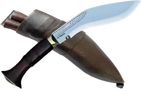 سكين Gurkha Kukri الغابة الصغيرة جدًا الأصلية المطروقة يدويًا، شفرة من الفولاذ الكربوني مقاس 6 بوصات كاملة تانغ 11 بوصة Kukri Khukuri مع غمد جلدي وسكينين صغيرين - مصنوع يدويًا في نيبال in Kuwait