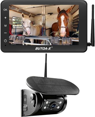 كاميرا احتياطية لاسلكية تعمل بالطاقة الشمسية لشاحنة RV - كاميرا وصلة مغناطيسية ببطارية 15000 مللي أمبير في الساعة وشاشة 7 بوصات نطاق 320 قدمًا - مقطورة العجلة الخامسة BUTOA-X (لوحة شمسية 5 وات IP69K مقاومة للماء) in Kuwait