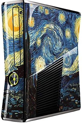 ملصق Skinit المخصص للألعاب متوافق مع Xbox 360 Slim (2010) - مرخص رسميًا من Bridgeman Art Van Gogh - تصميم The Starry Night in Saudi Arabia