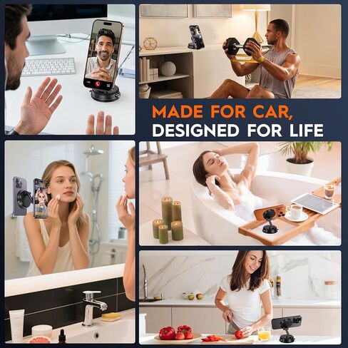 حامل هاتف السيارة لحامل Magsafe للسيارة [أقوى شفط 108+LBS وشحن لاسلكي أسرع 15 وات] حامل هاتف سيارة مغناطيسي مفرغ - حامل قابل للتعديل 360 درجة لهواتف iPhone وAndroid (أسود) in Kuwait