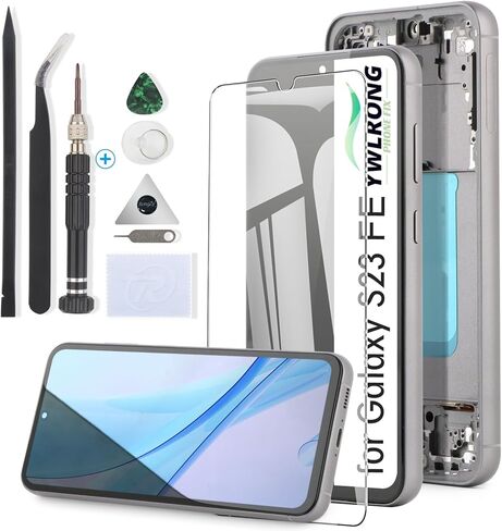 YWLRONG لهاتف Samsung Galaxy S23 FE بديل لشاشة Samsung S23 FE SM-S711U SM-S711B مجموعة محول رقمي لشاشة تعمل باللمس مع أدوات (مع إطار) in Saudi Arabia