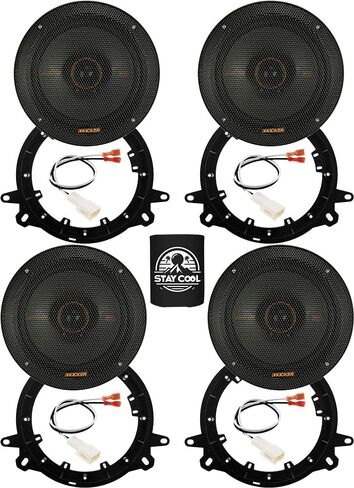 مكبرات صوت KICKER مقاس 6.5 بوصة لمجموعة ترقية Toyota RAV4 2001-2018 - 4 عبوات من سلسلة KS مع محولات وحزام، مكبر صوت محوري 6 1/2 أمامي وخلفي للسيارة KSC650، 51KSC6504 in Kuwait