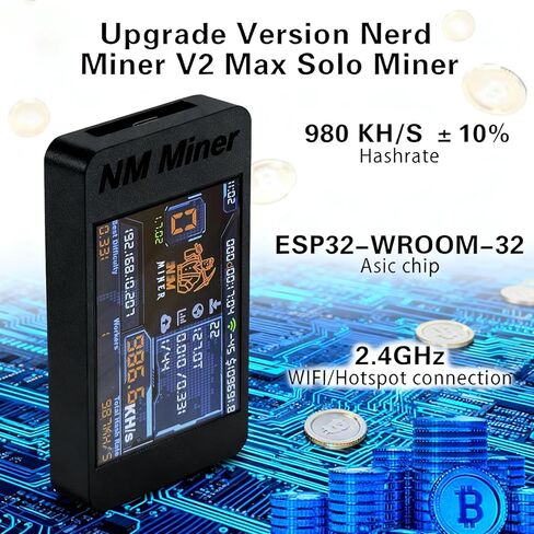Bitcoin Miner BTC Solo Miner-NerdMiner V2 NMMiner ESP32 شاشة ملونة 2.8 بوصة 1000KH/s Hashrate Lucky Solo Lottery Crypto BTC آلة التعدين للاستخدام المنزلي in Kuwait