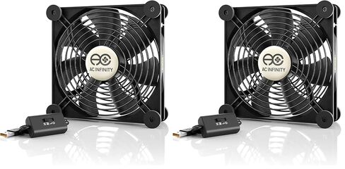 AC Infinity MULTIFAN S4، مروحة USB هادئة 140 مم، معتمدة من UL لجهاز الاستقبال DVR PlayStation Xbox تبريد خزانة الكمبيوتر (حزمة من 2) in Kuwait