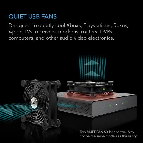 AC Infinity MULTIFAN S4، مروحة USB هادئة 140 مم، معتمدة من UL لجهاز الاستقبال DVR PlayStation Xbox تبريد خزانة الكمبيوتر (حزمة من 2) in Kuwait