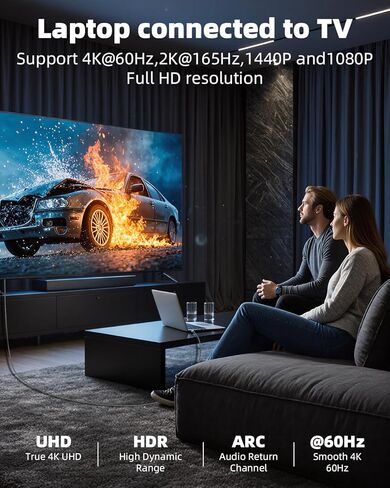 YANBORONSN Micro HDTV ذكر إلى Micro HDTV ذكر 4K@60 هرتز 2.0 كابل مجدول، 18 جيجابت في الثانية من النوع D إلى النوع D كابل للشاشة وجهاز العرض ووسائط البث (0.3M/0.98FT) in Saudi Arabia