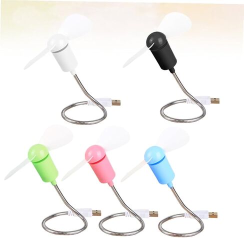 Kisangel 5pcs USB Mini Fans Flexible Neck Small Quiet Computer Cooling Fans Portable for Office Home Travel Random Color in Saudi Arabia