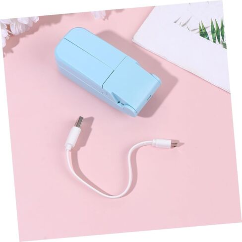 Portable USB Rechargeable Mini Folding Fan Double-headed Handheld Small Cooling Device for Travel Outdoor Use Blue in Saudi Arabia