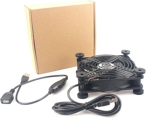 مبردات مروحة راوتر هادئة 120 مم مع وحدة تحكم في السرعة، مروحة تبريد تعمل بالطاقة USB DC5V لجهاز استقبال مودم جهاز التوجيه DVR in Saudi Arabia