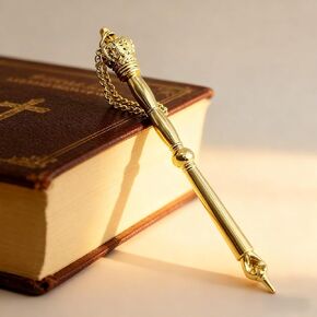 Yad Torah Bible Pointer, 6.69inch Home Decor Zinc Alloy Silver Crown Top Bible Reading Tool, Hand Pointer and Connected Chain for Adults Jewish Bar Mitzvah in Saudi Arabia