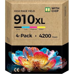 مجموعة خراطيش حبر 910XL لطابعات HP 910 910XL متوافقة مع طابعات OfficeJet Pro 8025e 8025 8018 8028e 8028 8030 8035e 8035 OfficeJet 8010 8020 8015 8015e 8022 8022e - أسود سماوي أرجواني أصفر in Kuwait