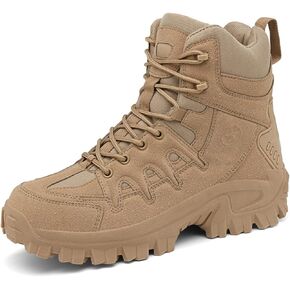 Men's Suede Leather Lace Up Military Tactical Boots with Side Zipper Lightweight Comfortable Non Slip Waterproof Outdoor Hiking Boots for Camping Motorcycle Work Trekking Backpacking Trails in Saudi Arabia