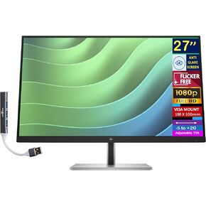 شاشة HP E27 G5 مقاس 27 بوصة FHD IPS مع وقت استجابة 5 مللي ثانية، مضادة للتوهج، خالية من الوميض، سطوع 300 شمعة في المتر المربع، حامل VESA (100 مم)، موسع منفذ HDMI وDockztorm USB، لون أسود/فضي (6N4E2AA#ABA) in Kuwait