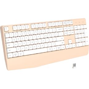 لوحة مفاتيح بلوتوث لاسلكية مع مسند للمعصم، 2.4 جيجا هرتز ولوحة مفاتيح لاسلكية مريحة كاملة الحجم بتقنية البلوتوث مزدوجة الوضع لأجهزة Windows وiPad وmacOS وAndroid متوافقة مع الأجهزة المتعددة (أخضر) in Kuwait